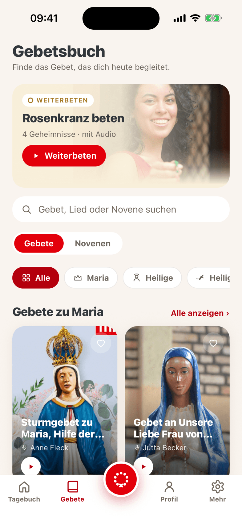 Das Gebetsbuch mit Weiterbeten-Karte, Kategorie-Chips und Gebetskarten